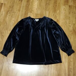 CJ Banks Navy Blue Velvet Blouse Top Womens Size 2X